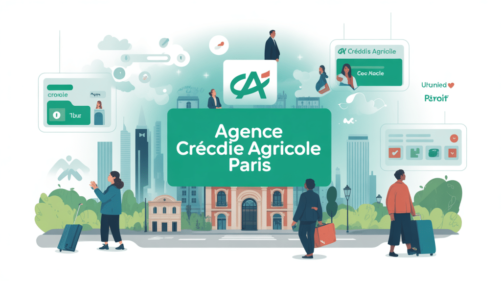 credit agricole paris agence illustration vectorielle urbaine