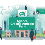 credit agricole paris agence illustration vectorielle urbaine