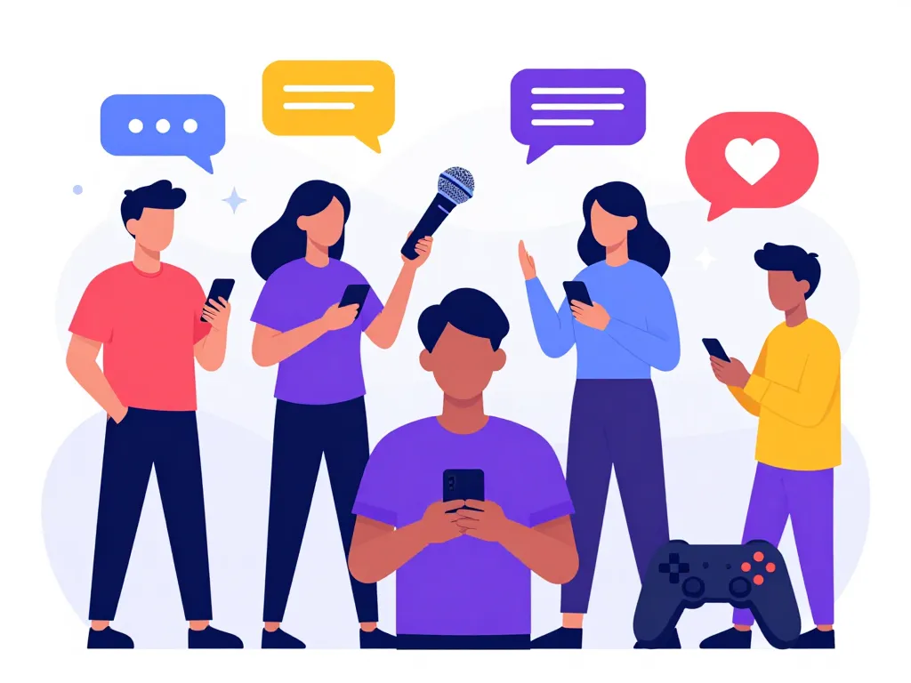 jeunes utilisant ak sur les réseaux sociaux illustration