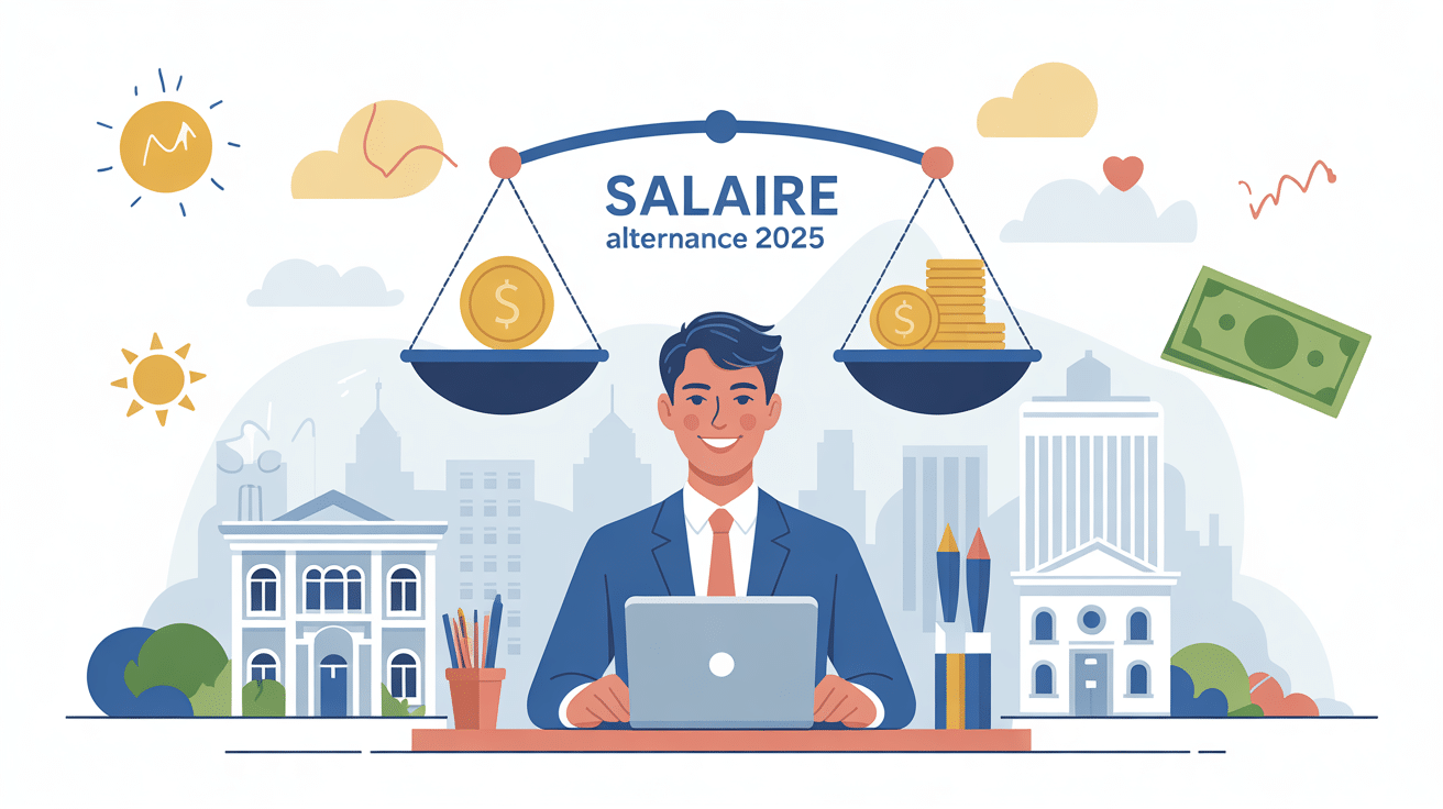 Visuel moderne du salaire alternance 2025 en France