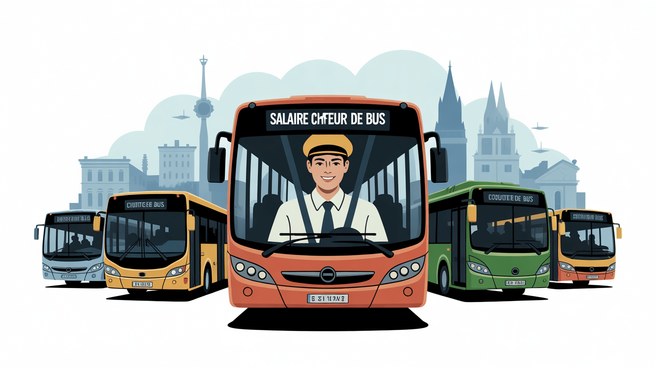 Illustration moderne salaire chauffeur de bus France