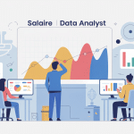 Illustration centrale salaire data analyst France sur fond techno