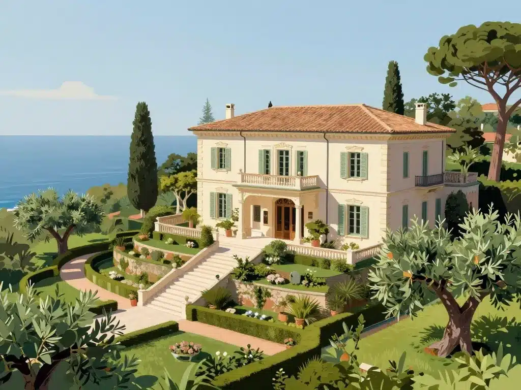 vue architecture villa leopolda et jardins en terrasses