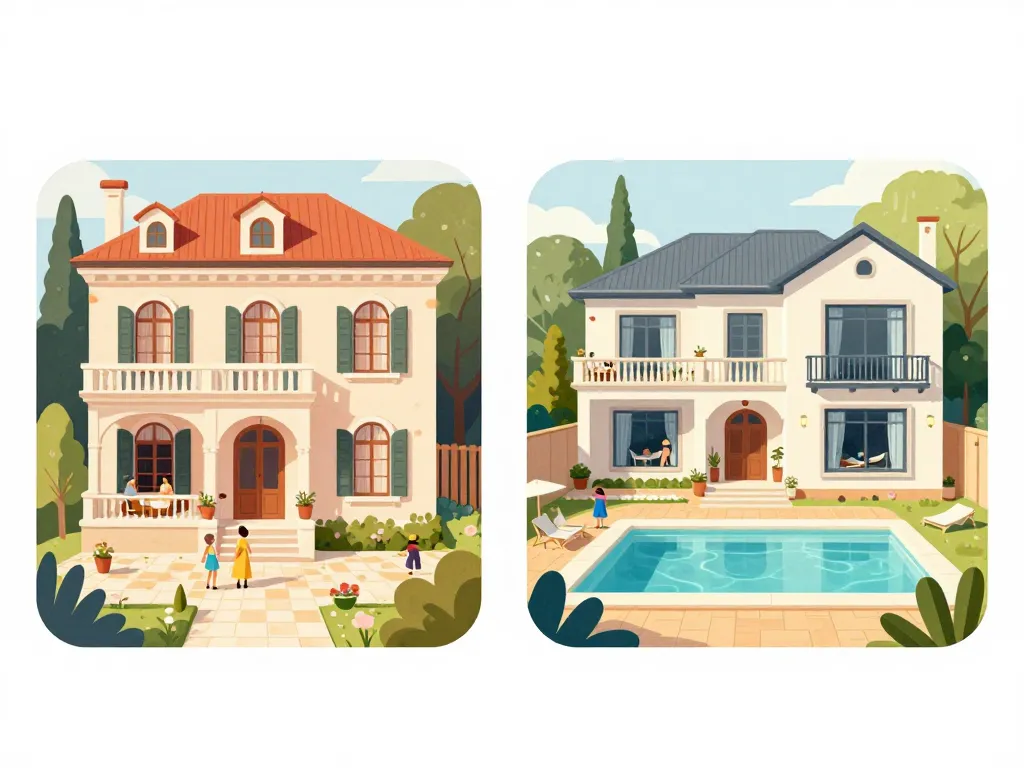 villa venezia illustration séjour couple famille