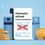 Virement refusé par la banque du bénéficiaire, ambiance rassurante, illustration vectorielle