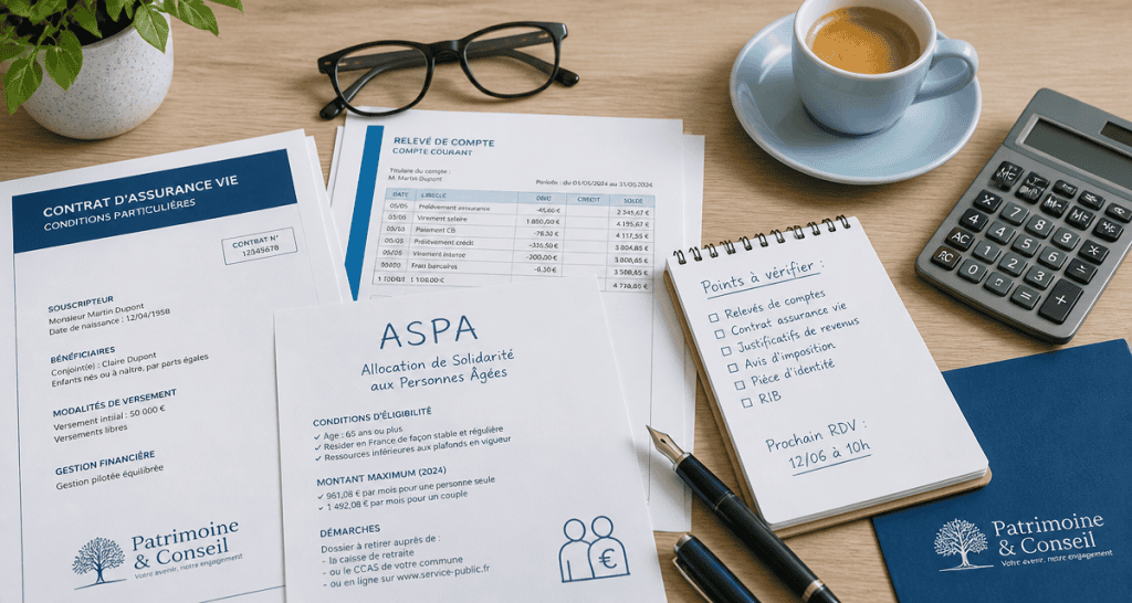 aspa et assurance vie documents calcul succession