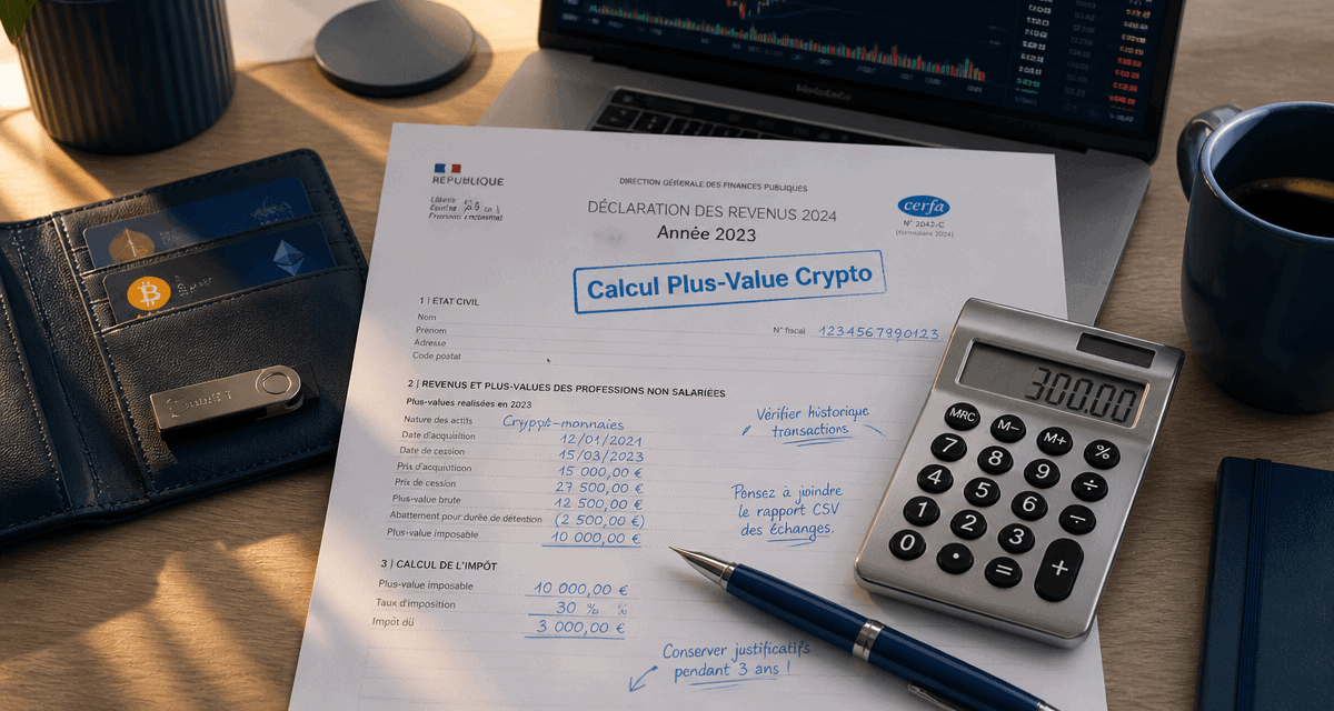 calcul plus value crypto sur formulaire fiscal