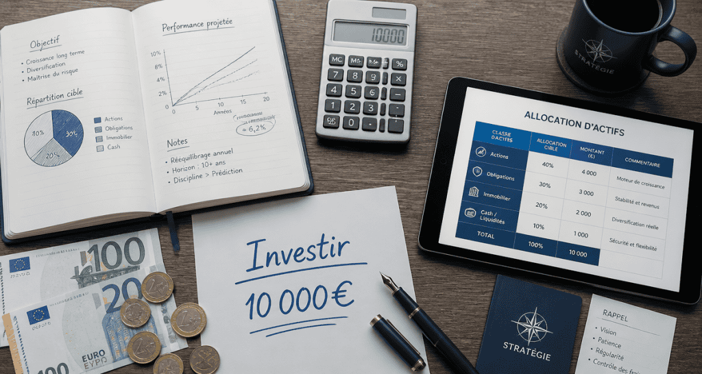 comment investir 10000 euros, bureau, graphiques, allocation d'actifs