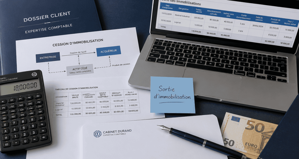 comptabiliser cession immo documents calculatrice