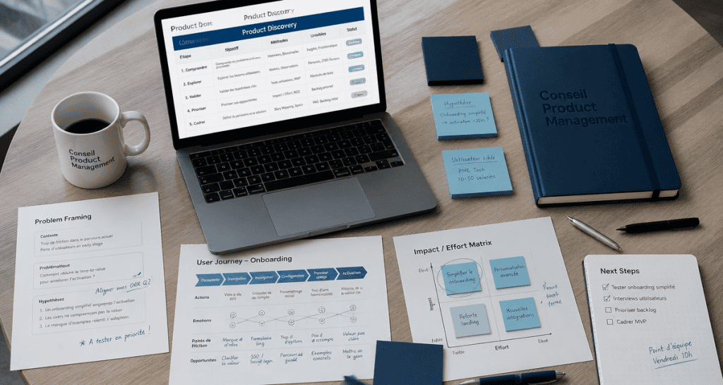 Conseil Product Management documents et ordinateur