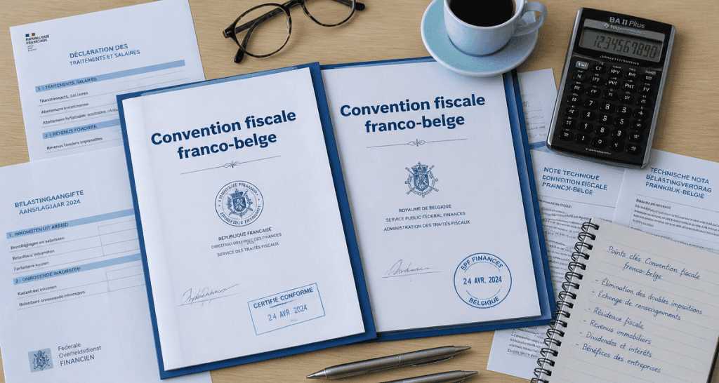 bureau avec dossiers convention fiscale franco belge