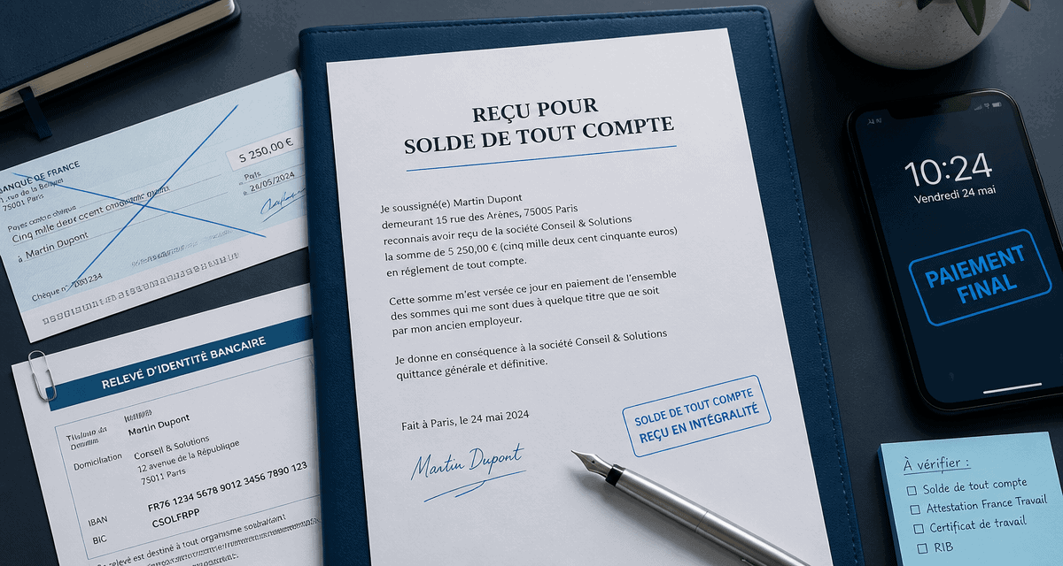 délai paiement solde de tout compte chèque ou virement sur bureau