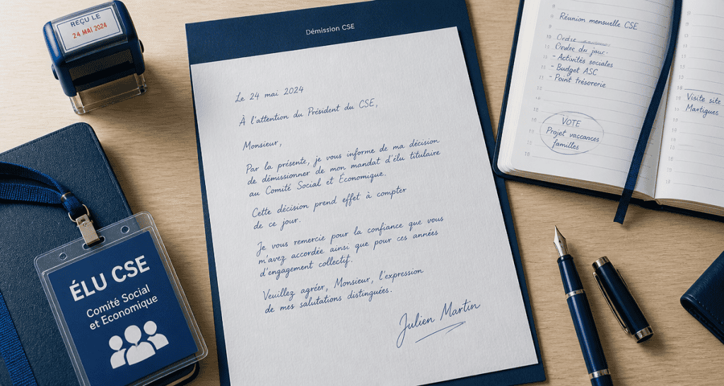 demission du cse lettre sur bureau
