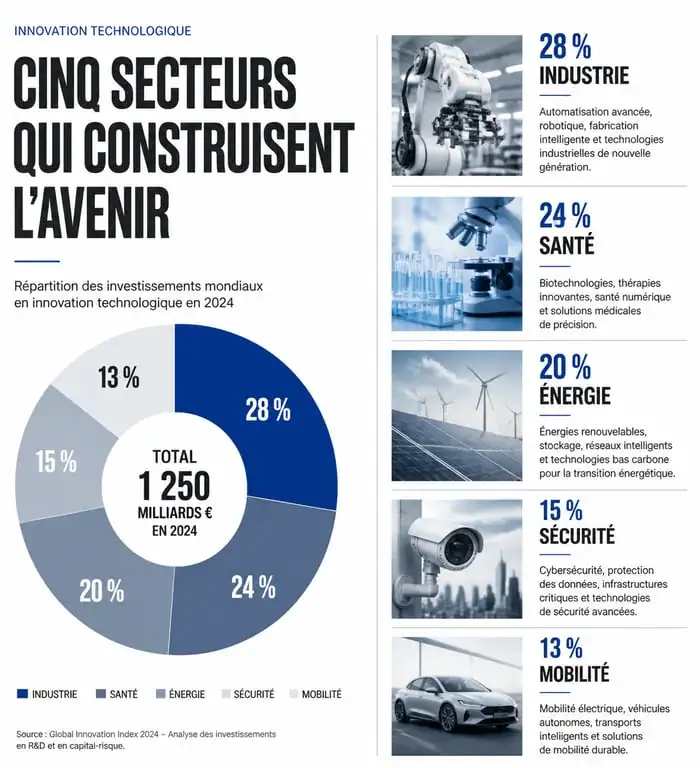 Infographie des secteurs clés de l'innovation technologique