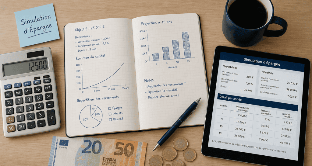 epargne simulation calcul sur bureau