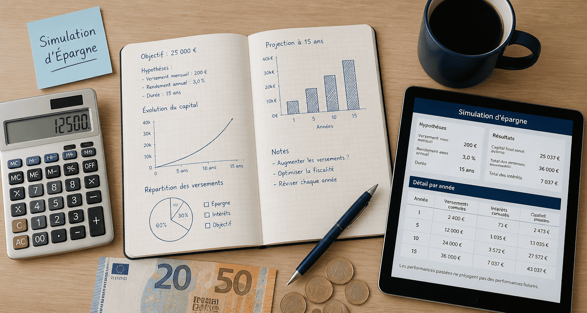 epargne simulation calcul sur bureau