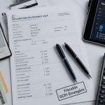 Fiscalité SCPI étrangère sur bureau avec formulaire et passeport