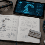 Innovation technologique objets high-tech sur bureau