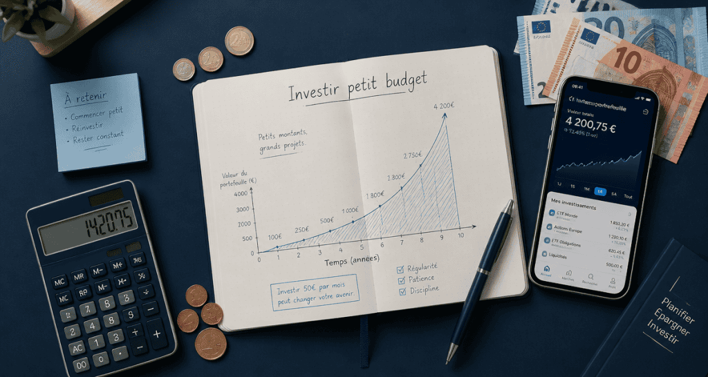 Investir en bourse petit budget, carnet graphique et éléments financiers