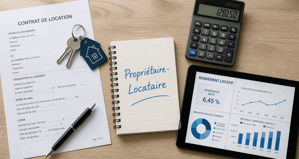 je suis propriétaire et je veux louer un autre appartement, contrat et clés sur bureau