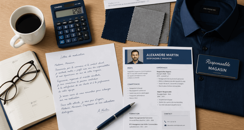 lettre de motivation responsable magasin sur bureau