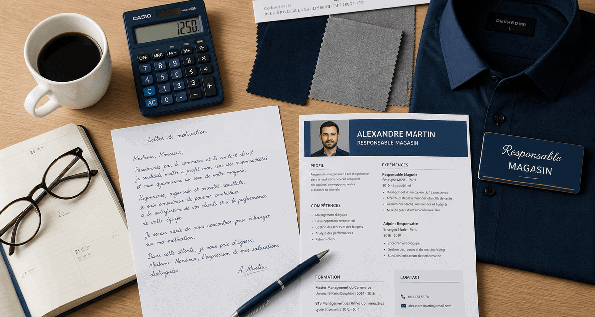lettre de motivation responsable magasin sur bureau