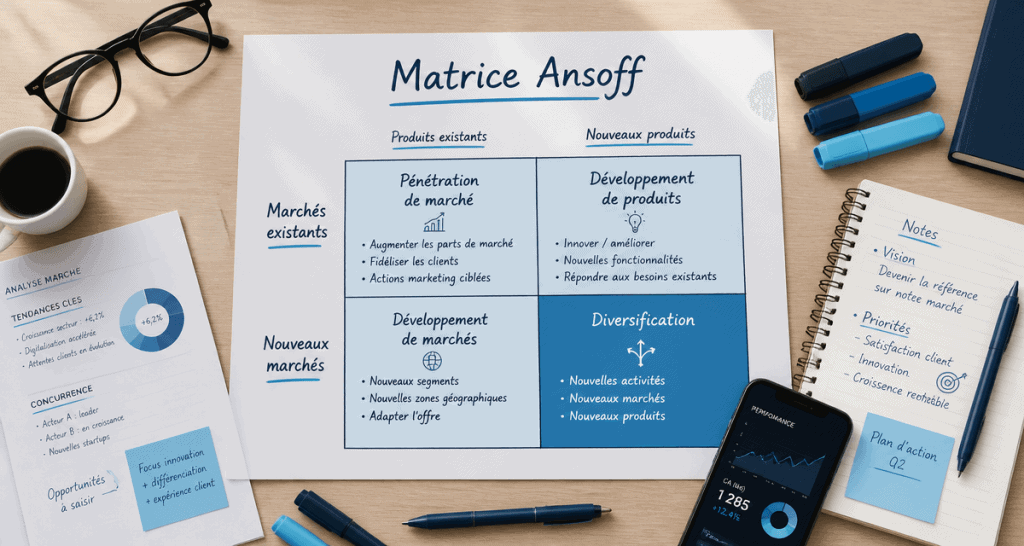 matrice ansoff exemple sur bureau consultant