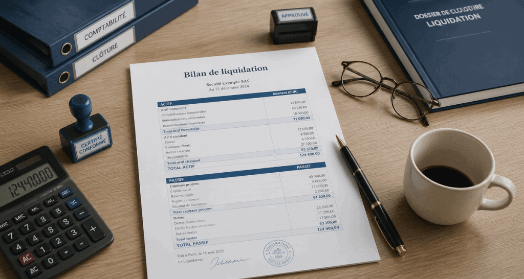 modèle de bilan de liquidation gratuit sur bureau