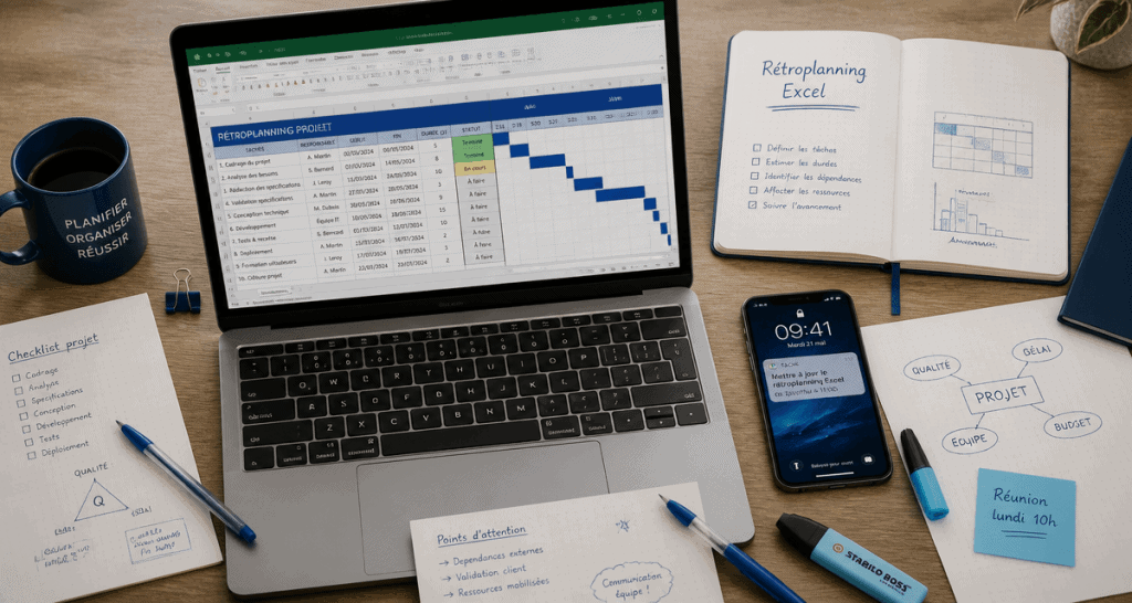 modèle rétroplanning excel sur bureau