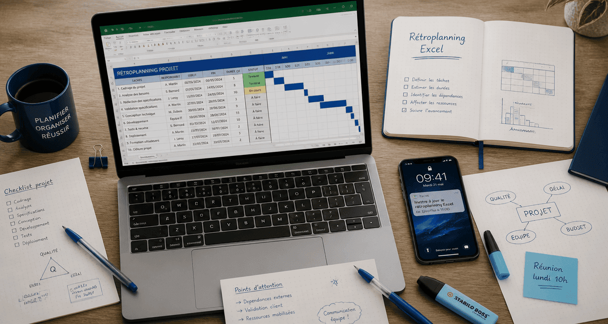 modèle rétroplanning excel sur bureau