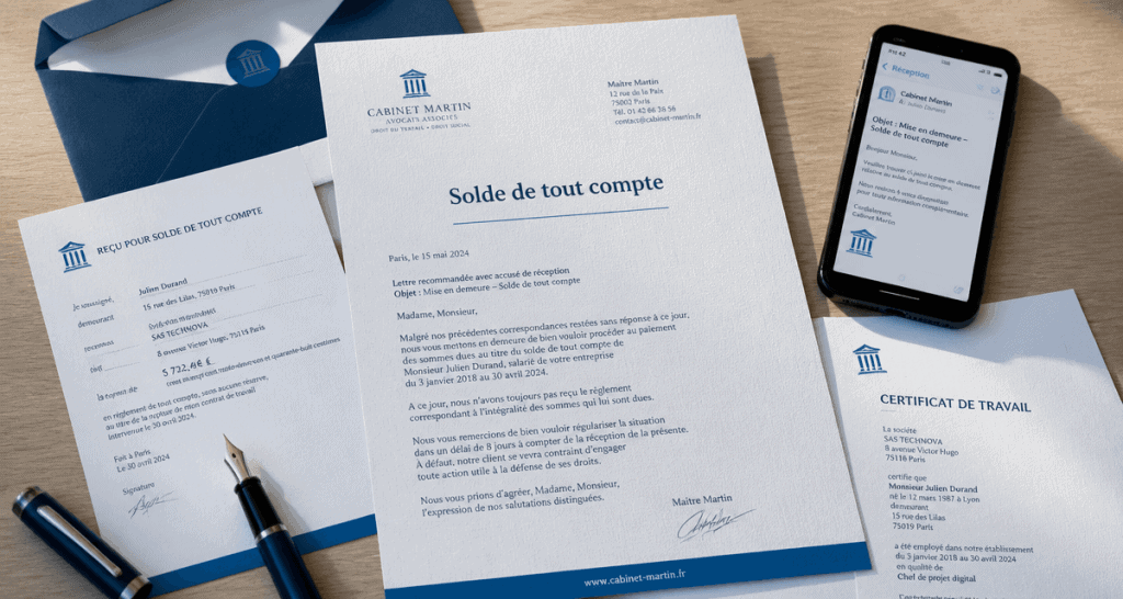 mon patron traine pour mon solde de tout compte, documents et lettre