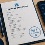 NFT immobilier contrat et clé usb ledger sur bureau