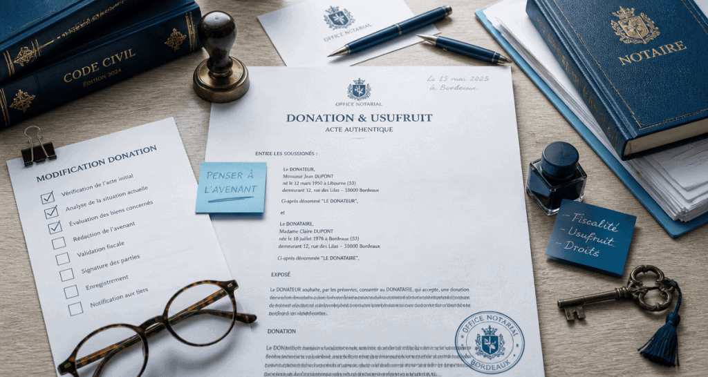 peut on modifier une donation avec usufruit documents notariés