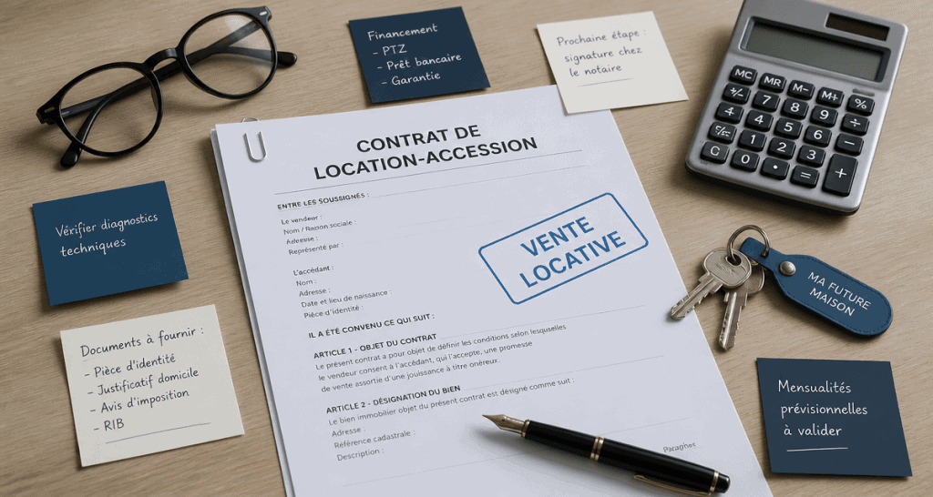 vente locative contrat et clés sur bureau