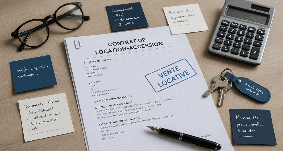 vente locative contrat et clés sur bureau