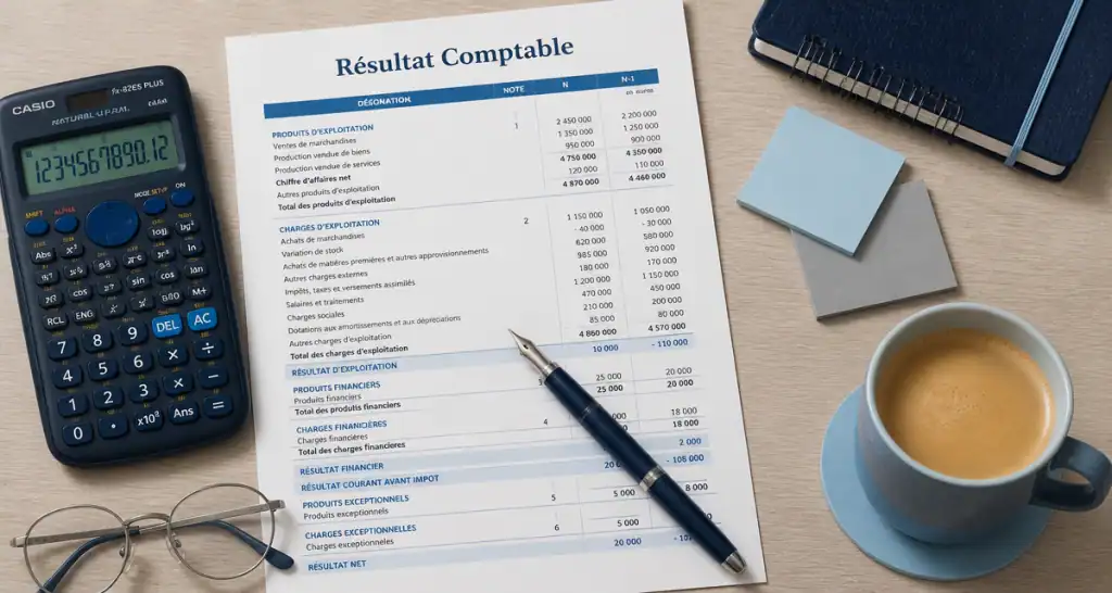 calculer le résultat comptable, bureau professionnel, document