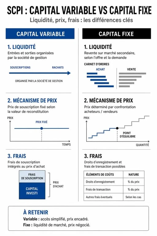 Comparatif des mécanismes de revente pour vendre ses parts de SCPI : capital variable vs capital fixe