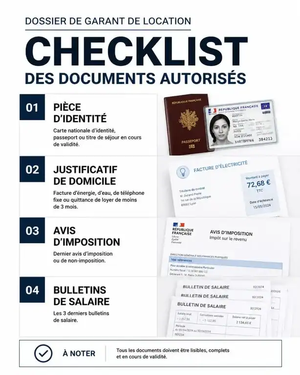 Checklist des documents autorisés pour un dossier de location avec garant