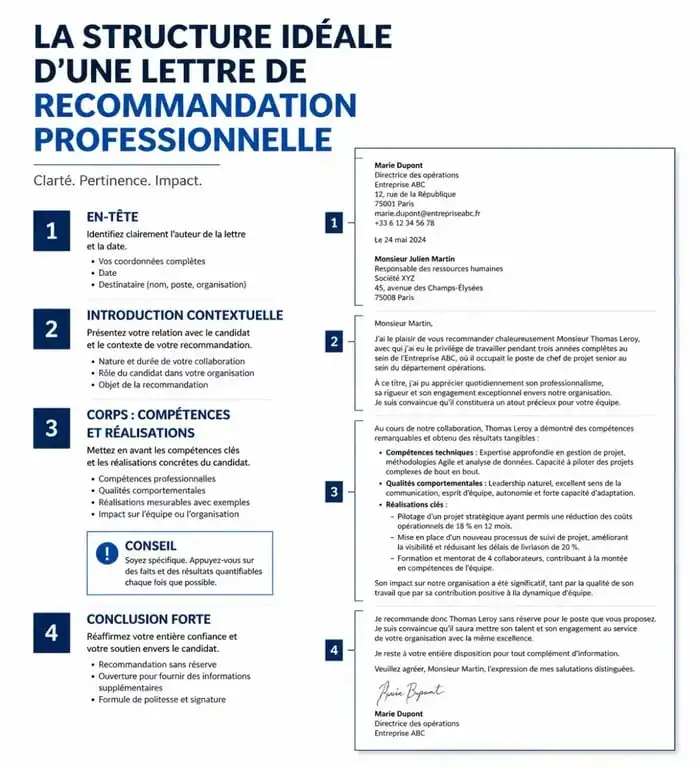 Modèle lettre de recommandation : structure type et éléments indispensables pour une candidature réussie