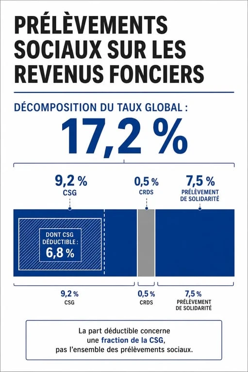 Infographie sur la fiscalité des revenus fonciers et la CSG