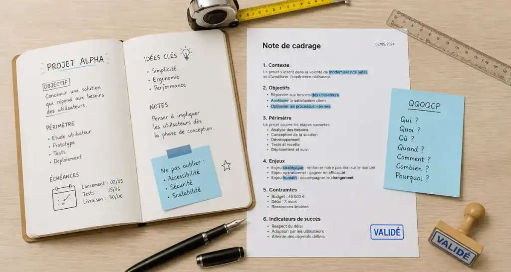 Exemple note de cadrage : 6 piliers pour sécuriser vos projets