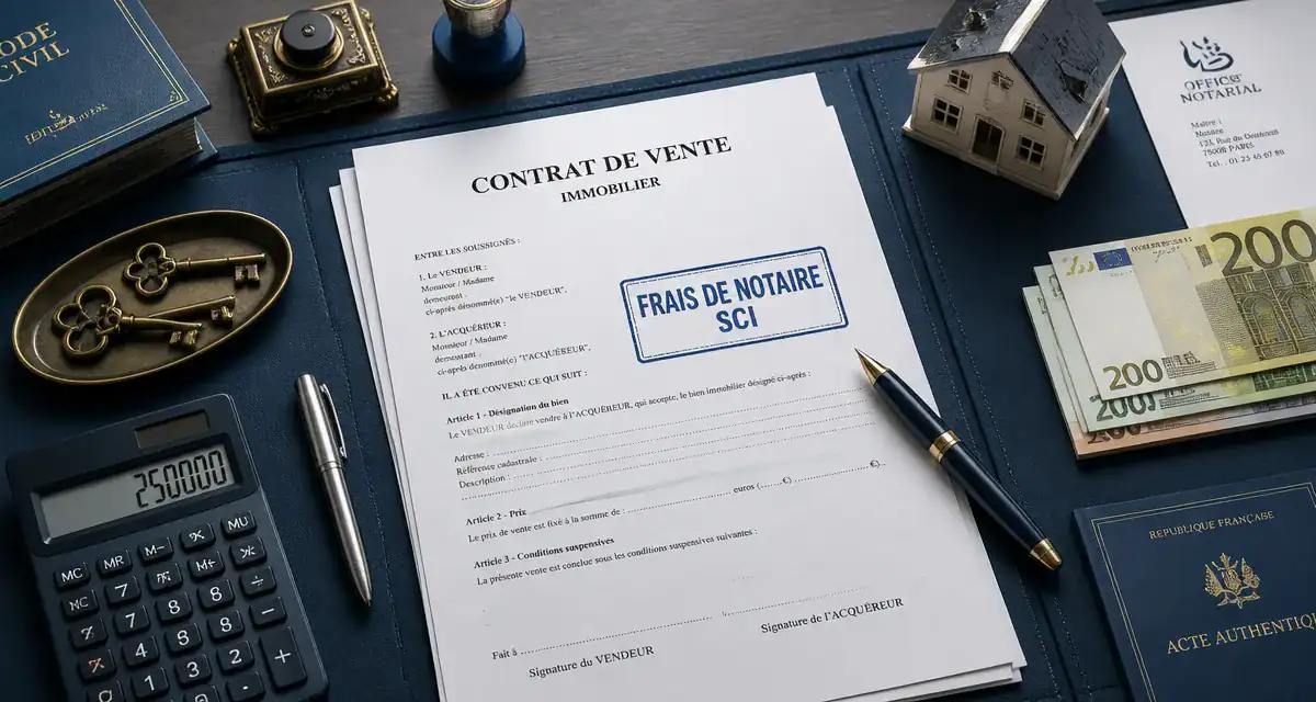 frais de notaire pour une sci sur bureau notarial