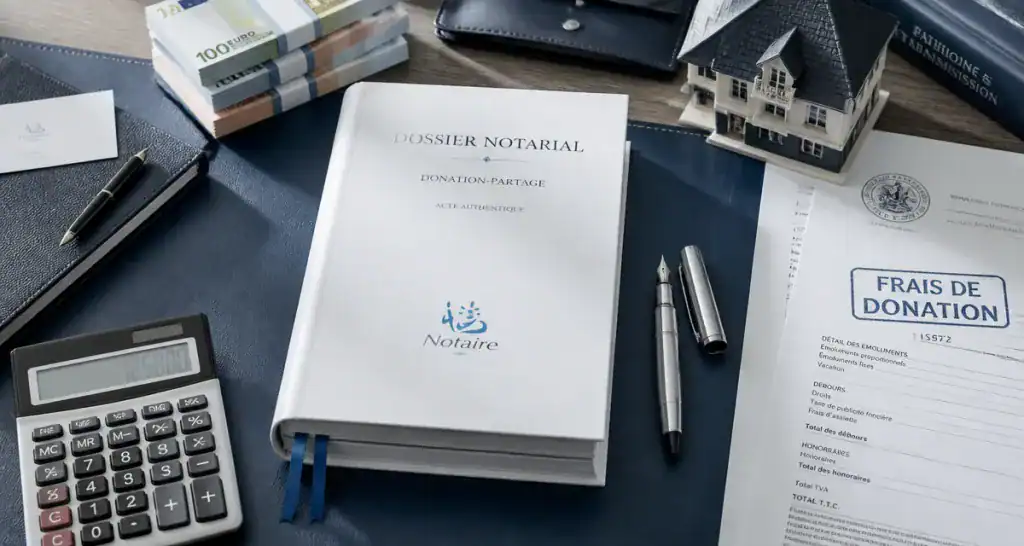 frais donation dossier notarial calcul