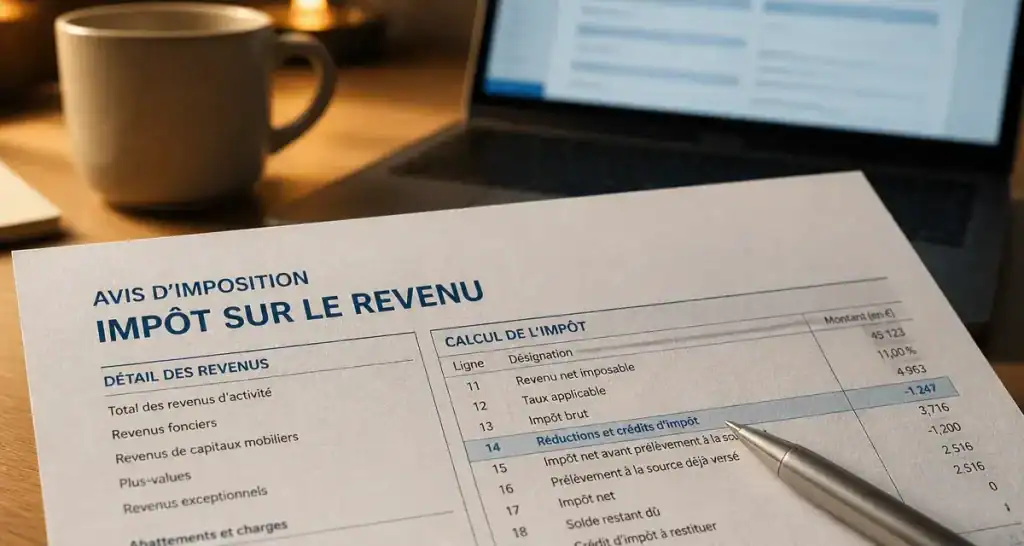 Ligne 14 impots sur l’avis d’imposition, calcul à vérifier