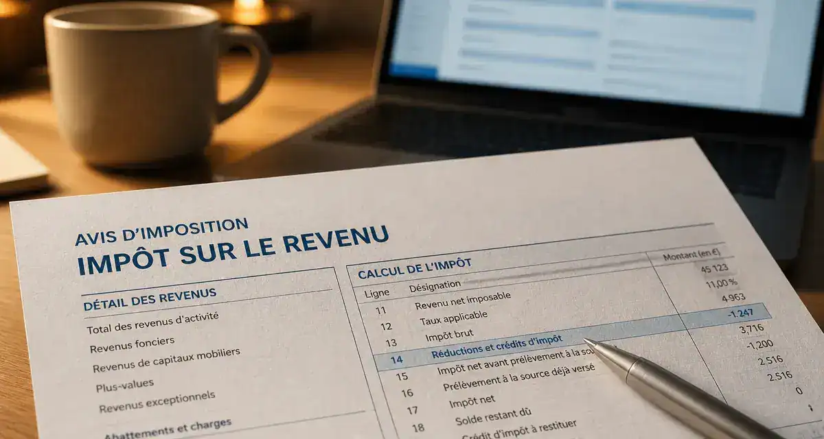 Ligne 14 impots sur l’avis d’imposition, calcul à vérifier