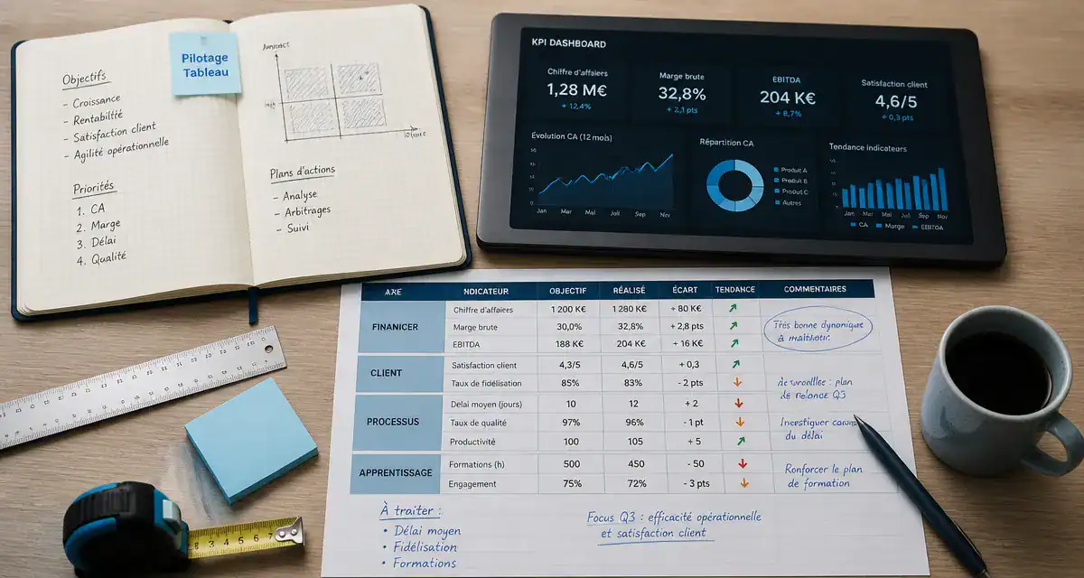 Management tableau de bord avec KPI pour piloter et décider