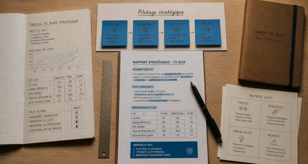 Pilotage stratégique : 4 leviers et KPI pour résultats concrets