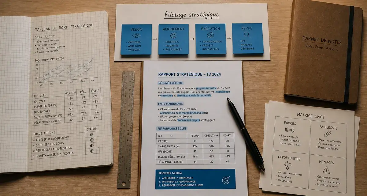 Pilotage stratégique : 4 leviers et KPI pour résultats concrets