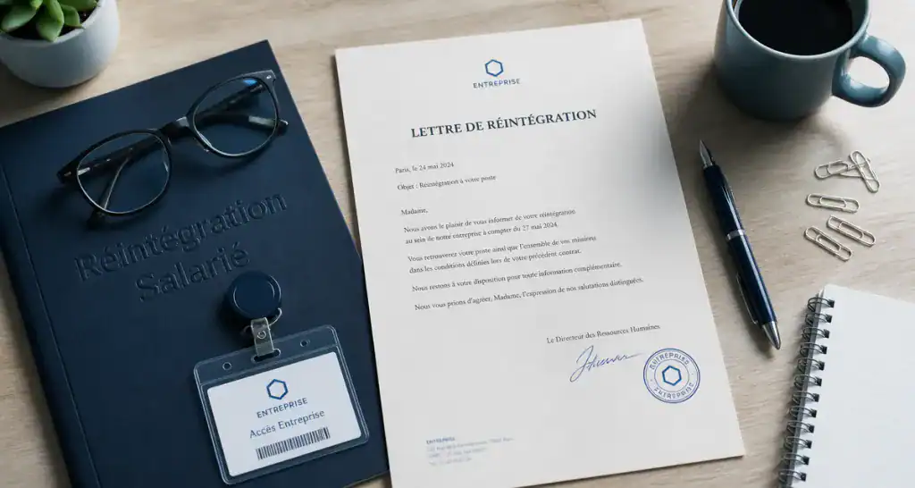réintégration suite mise à pied conservatoire lettre bureau
