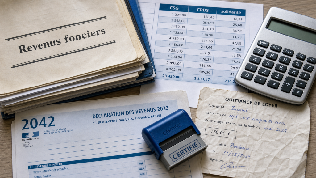 Revenus fonciers et CSG, taux 17,2 % et déductibilité